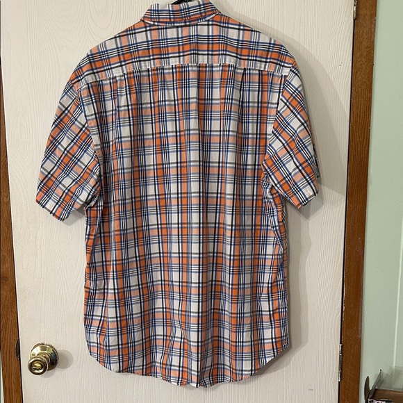 Izod Men's Blue and Orange Plaid Button Down Shirt Size Large - Picture 2 of 4